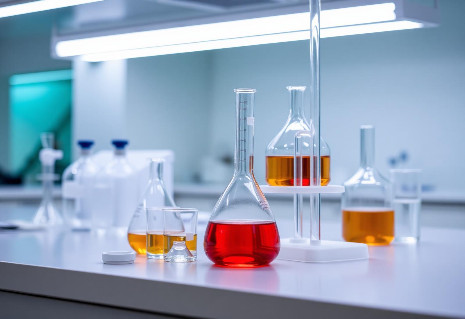 Laboratory glassware used for chemical product evaluation